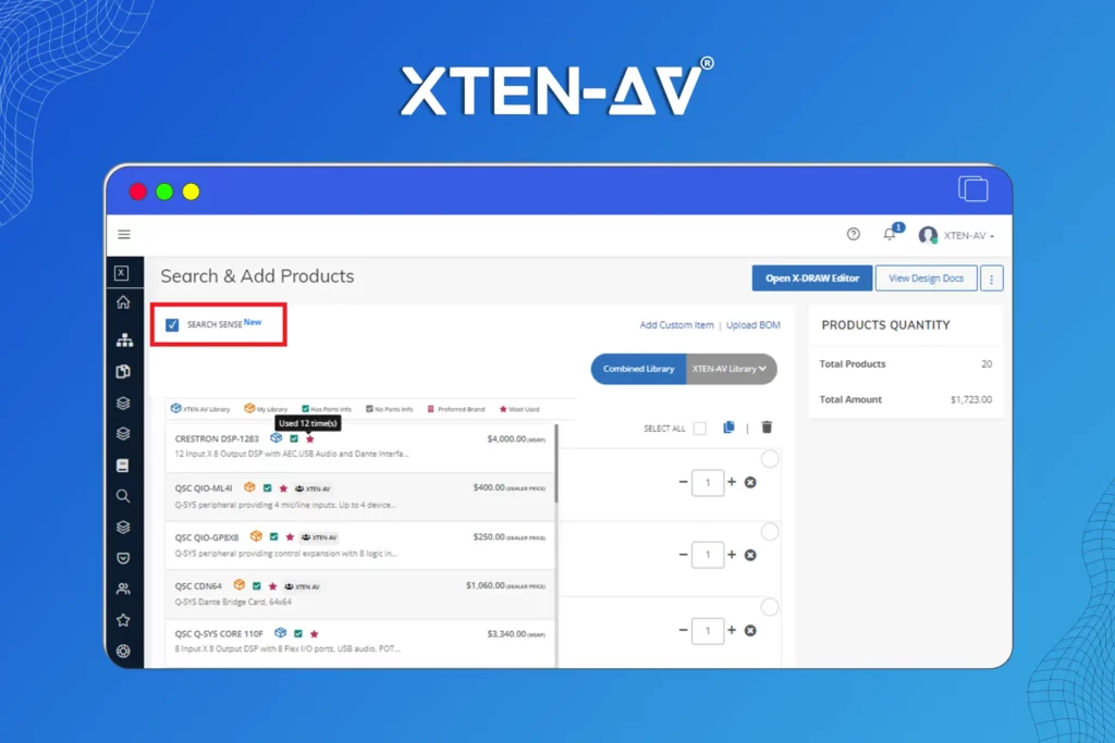 AV Equipment Selection Search Sense AI by XTEN-AV