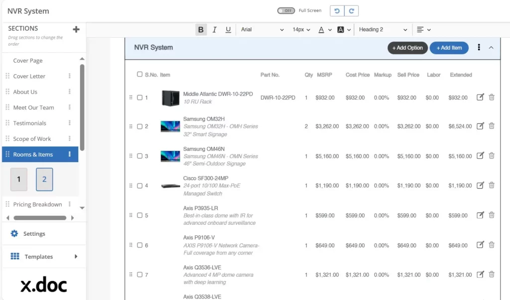 NVR Security System Selection BOM Procurement Estimation Quoting