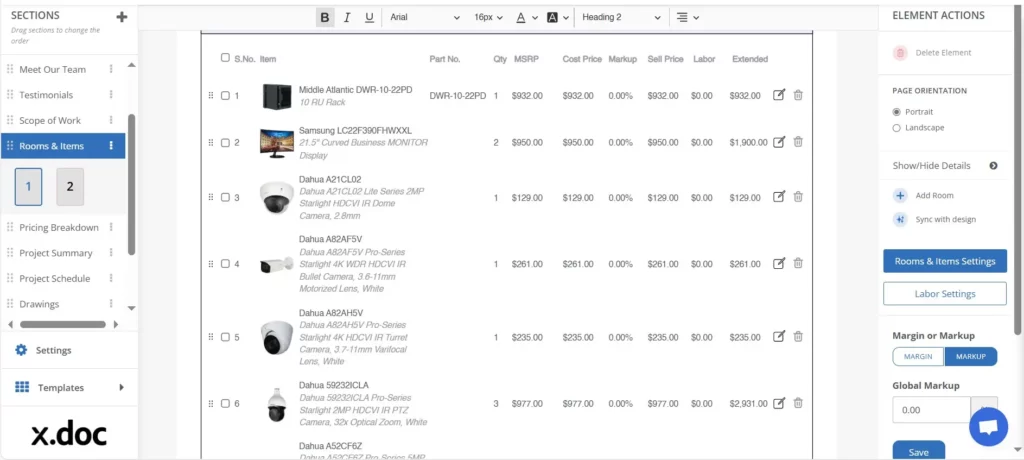 video security camera system bom bill of materials